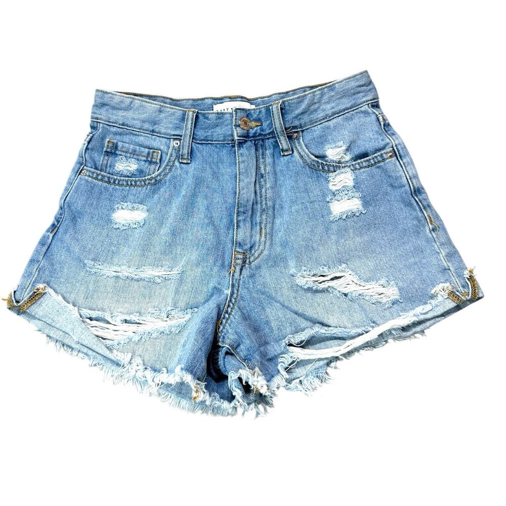 Baby Angel Denim Shorts Womens Size 4 Distressed Raw Hem Light Blue